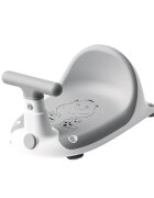 Little Mom Scaun de baie bebelusi Grey cu spatar si ghidon de sustiere margini rotunjite si fixare cu ventuze compatibilitate universala dimensiune 37 x 27.2 x 20.6 cm