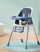 Little Mom Scaun de masa 2 in 1 Grass Navy portabil cu husa detasabila suport picioare centura siguranta reglabil pe inaltime