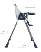 Little Mom Scaun de masa 2 in 1 Grass Navy portabil cu husa detasabila suport picioare centura siguranta reglabil pe inaltime
