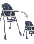 Little Mom Scaun de masa 2 in 1 Grass Navy portabil cu husa detasabila suport picioare centura siguranta reglabil pe inaltime