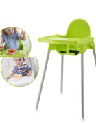 Little Mom Scaun de masa bebelusi Infant Green cu centura de siguranta si masuta 6-36 luni picioare antiderapante tavita detasabila