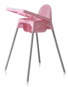 Little Mom Scaun de masa bebelusi Infant Pink cu centura de siguranta si masuta 6-36 luni picioare antiderapante tavita detasabila