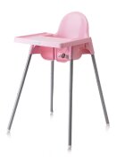 Little Mom Scaun de masa bebelusi Infant Pink cu centura de siguranta si masuta 6-36 luni picioare antiderapante tavita detasabila