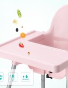 Little Mom Scaun de masa bebelusi Infant Pink cu centura de siguranta si masuta 6-36 luni picioare antiderapante tavita detasabila