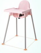 Little Mom Scaun de masa bebelusi Infant Pink cu centura de siguranta si masuta 6-36 luni picioare antiderapante tavita detasabila