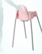 Little Mom Scaun de masa bebelusi Infant Pink cu centura de siguranta si masuta 6-36 luni picioare antiderapante tavita detasabila