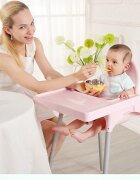 Little Mom Scaun de masa bebelusi Infant Pink cu centura de siguranta si masuta 6-36 luni picioare antiderapante tavita detasabila