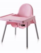 Little Mom Scaun de masa bebelusi Infant Pink cu centura de siguranta si masuta 6-36 luni picioare antiderapante tavita detasabila