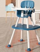 Little Mom Scaun de masa Blue 4in1 pentru copii multifunctional cu centura de siguranta tavita reglabila suport pentru picioare dimensiune 79 x 60 x 62 x 92 cm