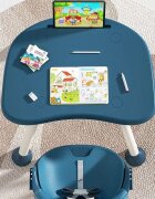Little Mom Scaun de masa Blue 4in1 pentru copii multifunctional cu centura de siguranta tavita reglabila suport pentru picioare dimensiune 79 x 60 x 62 x 92 cm