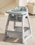 Little Mom Scaun de masa Green multifunctional cu roti detasabile cos pentru accesorii centura siguranta tava dubla reglabila husa detasabila margini rotunjite dimensiune 59x58x78cm