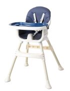 Little Mom Scaun de masa Modern Navy 3in1 cu cos pentru accesorii tava dubla ajustabila husa detasabila inaltime reglabila