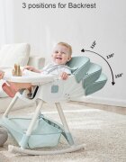 Little Mom Scaun de masa multifunctional 3 in 1 Rocking Chair Green transformabil in balansoar cu husa detasabila spatar reglabil inaltime reglabila masuta detasabila si roti