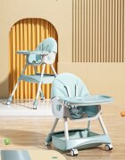 Little Mom Scaun de masa multifunctional 3 in 1 Rocking Chair Pink transformabil in balansoar cu husa detasabila spatar reglabil inaltime reglabila masuta detasabila si roti