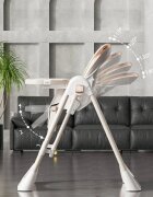 Little Mom Scaun de masa pentru bebelusi BabyNest Grey pliabil multifunctional cu functie de balansoar spatar reglabil centura de siguranta si suport pt picioare design ergonomic