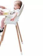 Little Mom Scaun de masa pentru bebelusi si copii Nordic Green 2 in 1 cu inaltime ajustabila varsta 6-60 luni tavita dubla reglabila centura de siguranta in 5 puncte suport pentru picioare