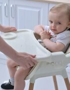 Little Mom Scaun de masa pentru bebelusi si copii Nordic Green 2 in 1 cu inaltime ajustabila varsta 6-60 luni tavita dubla reglabila centura de siguranta in 5 puncte suport pentru picioare