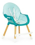 Little Mom Scaun de masa pentru bebelusi si copii Nordic Green 2 in 1 cu inaltime ajustabila varsta 6-60 luni tavita dubla reglabila centura de siguranta in 5 puncte suport pentru picioare