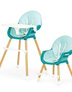 Little Mom Scaun de masa pentru bebelusi si copii Nordic Green 2 in 1 cu inaltime ajustabila varsta 6-60 luni tavita dubla reglabila centura de siguranta in 5 puncte suport pentru picioare