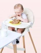 Little Mom Scaun de masa pentru bebelusi si copii Nordic White 2 in 1 cu inaltime ajustabila varsta 6-60 luni tavita dubla reglabila centura de siguranta in 5 puncte suport pentru picioare