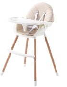 Little Mom Scaun de masa pentru bebelusi si copii Nordic White 2 in 1 cu inaltime ajustabila varsta 6-60 luni tavita dubla reglabila centura de siguranta in 5 puncte suport pentru picioare