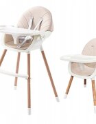 Little Mom Scaun de masa pentru bebelusi si copii Nordic White 2 in 1 cu inaltime ajustabila varsta 6-60 luni tavita dubla reglabila centura de siguranta in 5 puncte suport pentru picioare