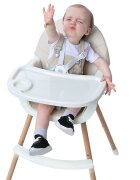 Little Mom Scaun de masa pentru bebelusi si copii Nordic White 2 in 1 cu inaltime ajustabila varsta 6-60 luni tavita dubla reglabila centura de siguranta in 5 puncte suport pentru picioare