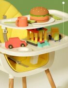 Little Mom Scaun de masa pentru bebelusi si copii Nordic Yellow 2 in 1 cu inaltime ajustabila varsta 6-60 luni Tavita dubla reglabila centura de siguranta in 5 puncte suport pentru picioare