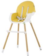 Little Mom Scaun de masa pentru bebelusi si copii Nordic Yellow 2 in 1 cu inaltime ajustabila varsta 6-60 luni Tavita dubla reglabila centura de siguranta in 5 puncte suport pentru picioare