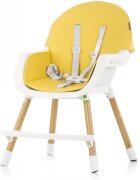 Little Mom Scaun de masa pentru bebelusi si copii Nordic Yellow 2 in 1 cu inaltime ajustabila varsta 6-60 luni Tavita dubla reglabila centura de siguranta in 5 puncte suport pentru picioare