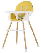 Little Mom Scaun de masa pentru bebelusi si copii Nordic Yellow 2 in 1 cu inaltime ajustabila varsta 6-60 luni Tavita dubla reglabila centura de siguranta in 5 puncte suport pentru picioare