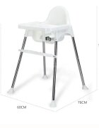 Little Mom Scaun de masa pentru copii 2 in 1 Classic Bej cu tavita dubla si suport pentru picioare centura de siguranta tavita detasabila design ergonomic picioare antiderapante 6 luni+