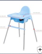 Little Mom Scaun de masa pentru copii 2 in 1 Classic Bej cu tavita dubla si suport pentru picioare centura de siguranta tavita detasabila design ergonomic picioare antiderapante 6 luni+