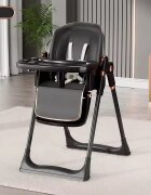 Little Mom Scaun de masa pentru copii Black multifunctional 3 in 1 pliabil cu tavita dubla extensibila roti cu sistem de blocare cos pentru accesorii si husa detasabila dimensiune 71 x 48 x 89 cm