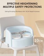 Little Mom Scaun de masa pentru copii Blue design ergonomic robust dotat cu pernuta din PVC centura de siguranta margini rotunjite dimensiune 35 x 33.5 x 19 cm