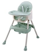Little Mom Scaun de masa pentru copii Dinner Green transformabil cu tavita dubla ajustabila si detasabila cu suport pentru picioare si centura in 5 puncte dimensiune 62 x 77 x 92 cm