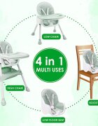 Little Mom Scaun de masa pentru copii Dinner Green transformabil cu tavita dubla ajustabila si detasabila cu suport pentru picioare si centura in 5 puncte dimensiune 62 x 77 x 92 cm
