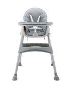 Little Mom Scaun de masa pentru copii Dinner Grey transformabil cu tavita dubla ajustabila si detasabila cu suport pentru picioare si centura in 5 puncte dimensiune 62 x 77 x 92 cm