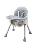 Little Mom Scaun de masa pentru copii Dinner Grey transformabil cu tavita dubla ajustabila si detasabila cu suport pentru picioare si centura in 5 puncte dimensiune 62 x 77 x 92 cm