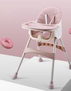 Little Mom Scaun de masa pentru copii Dinner Pink transformabil cu tavita dubla ajustabila si detasabila cu suport pentru picioare si centura in 5 puncte dimensiune 62 x 77 x 92 cm