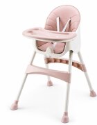 Little Mom Scaun de masa pentru copii Dinner Pink transformabil cu tavita dubla ajustabila si detasabila cu suport pentru picioare si centura in 5 puncte dimensiune 62 x 77 x 92 cm