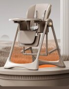 Little Mom Scaun de masa pentru copii Grey multifunctional 3 in 1 design ergonomic pliabil structura piramidala roti silentioase suport pentru picioare dimensiuni 63x80x105 cm