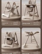 Little Mom Scaun de masa pentru copii Grey multifunctional 3 in 1 design ergonomic pliabil structura piramidala roti silentioase suport pentru picioare dimensiuni 63x80x105 cm