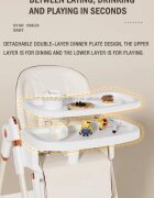 Little Mom Scaun de masa pentru copii Grey multifunctional 3 in 1 pliabil cu tavita dubla extensibila roti cu sistem de blocare cos pentru accesorii si husa detasabila dimensiune 71 x 48 x 89 cm
