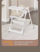 Little Mom Scaun de masa pentru copii Grey multifunctional 3 in 1 pliabil cu tavita dubla extensibila roti cu sistem de blocare cos pentru accesorii si husa detasabila dimensiune 71 x 48 x 89 cm