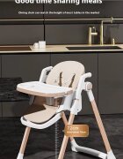 Little Mom Scaun de masa pentru copii grey structura metalica triunghiulara pliabil cu spatarul si tavita ajustabile husa detasabila roti cu blocare