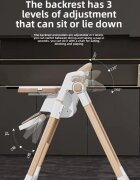 Little Mom Scaun de masa pentru copii grey structura metalica triunghiulara pliabil cu spatarul si tavita ajustabile husa detasabila roti cu blocare