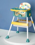 Little Mom Scaun de masa pentru copii Jungle Green pliabil transformabil 2 in 1 cu tavita dubla reglabila in 3 pozitii cos de depozitare dimensiune 66 x 62 x 87 cm