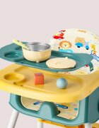 Little Mom Scaun de masa pentru copii Jungle Green pliabil transformabil 2 in 1 cu tavita dubla reglabila in 3 pozitii cos de depozitare dimensiune 66 x 62 x 87 cm