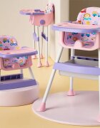 Little Mom Scaun de masa pentru copii Jungle Pink pliabil transformabil 2 in 1 cu tavita dubla reglabila in 3 pozitii cos de depozitare dimensiune 66 x 62 x 87 cm